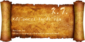Köpeczi Terézia névjegykártya